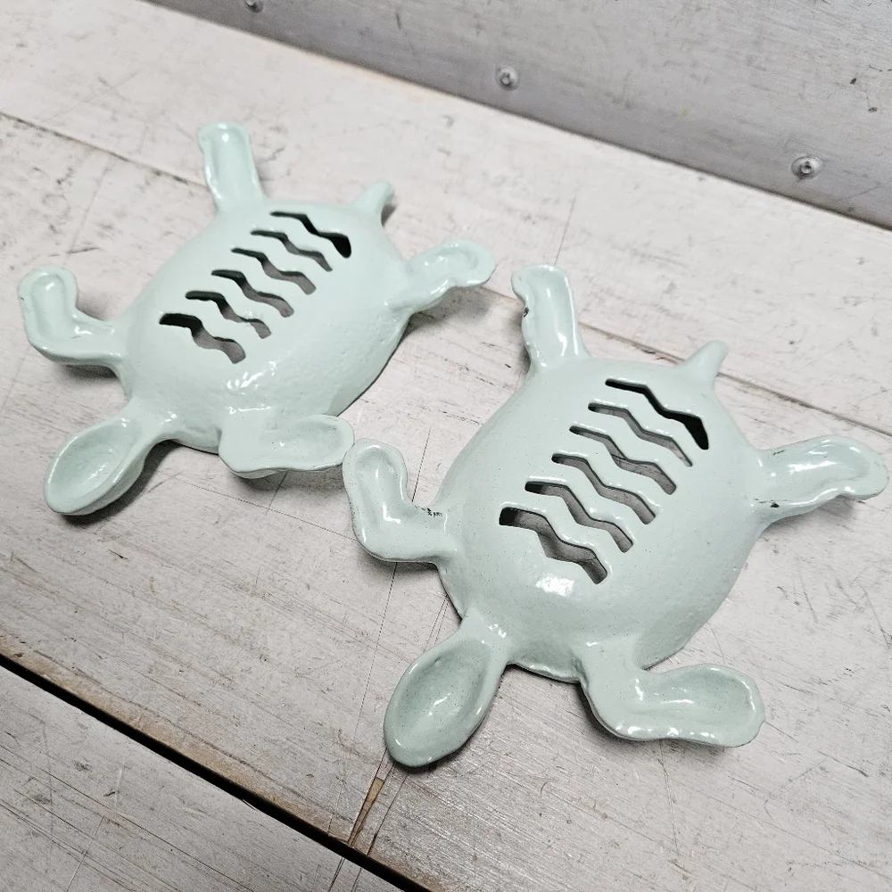 Cast Iron Turtle Soap Dish Set of 2 Bathroom Kitchen Accessory